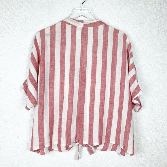 Rails | Thea Tie Front Short Sleeve Seville Stripe White Red - Picture 3 of 8